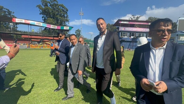 मन्त्री घिसिङले गरे कीर्तिपुर क्रिकेट मैदानको अनुगमन, एपपिएल अगाडि नै निर्माण सम्पन्न गर्ने प्रतिबद्धता