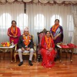 राष्ट्रपति पौडेलबाट शुभसाइतमा बहिनीहरूबाट तिहारको टीका ग्रहण