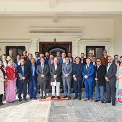 एनआरएनएको प्रतिनिधि मण्डल र राष्ट्रपति रामचन्द्र पौडेलबीच भेट