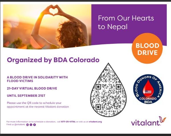 बाढीपीडितका लागि BDA Colorado को भर्चुअल रक्तदान अभियान, कसरी सहभागी हुने ?